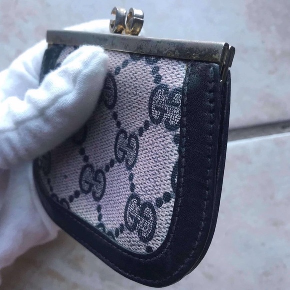 Rare Vintage Gucci Guccissima Pink & Black Leather Monogram Coin Pouch - Picture 7 of 13